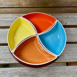 VINTAGE 90s 🫒 TRISA RETRO RAINBOW SNACK BOWL SET OF 4 . KITSCHY HORS D'OEUVRES !